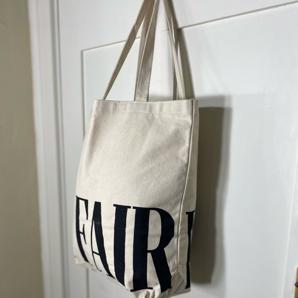 Vanity Fair Canvas Neutral Black Tote Bag Reusable Shopping Bag - Picture 6 of 11